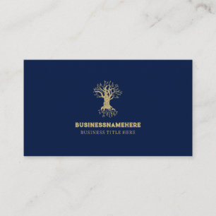 Navy Gold Blau Lebensbaum Visitenkarte