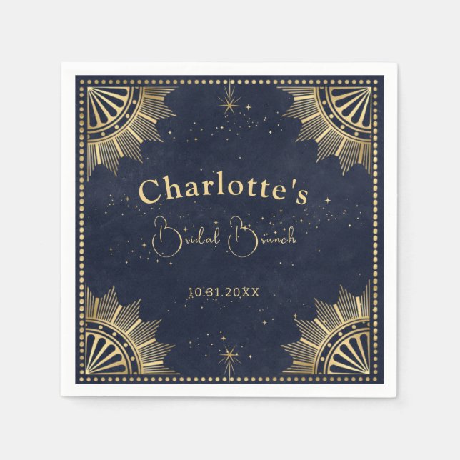 Navy & Gold Celestial Tarot Brautparty Serviette (Vorderseite)
