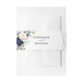 Navy Gold Champagne Ivory Geometrische Vegetation Einladungsbanderole