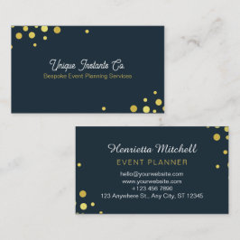 Navy Gold Classic Confetti Event Planner Visitenkarte