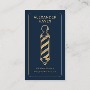 Navy Gold Classic Pole Master Friseur Visitenkarte