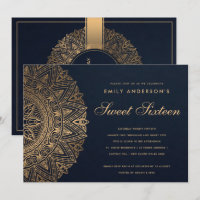 NAVY GOLD CLASSIC VERZIERT MANDALA SWEET 16 GEBURT