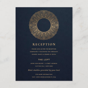 NAVY GOLD CLASSY VERZIERT MANDALA WEDDING REZEPTIO BEGLEITKARTE