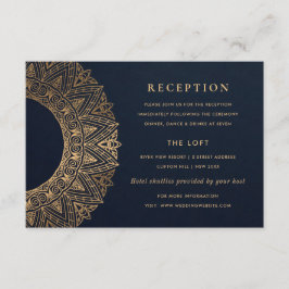NAVY GOLD CLASSY VERZIERT MANDALA WEDDING REZEPTIO BEGLEITKARTE