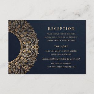 NAVY GOLD CLASSY VERZIERT MANDALA WEDDING REZEPTIO BEGLEITKARTE