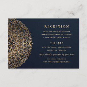 NAVY GOLD CLASSY VERZIERT MANDALA WEDDING REZEPTIO BEGLEITKARTE