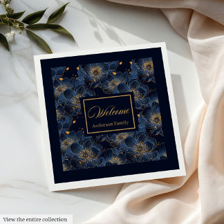 Navy Gold Custom Napkins Lux Blumentafelstil Serviette
