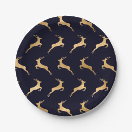 Navy Gold Deer Pattern Pappteller