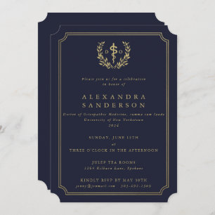 Navy/Gold Doktor der Osteopathischen Medizin Grad Einladung