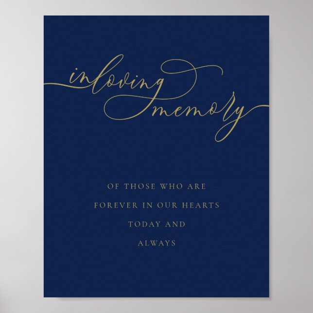 Navy Gold Essential Design in Loving Memory Poster (Vorne)