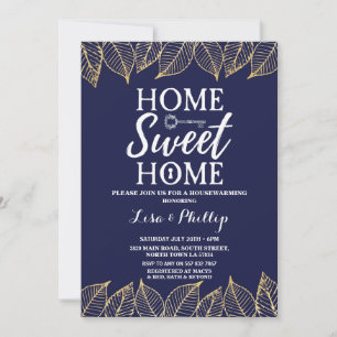 Navy Gold Fall Housewarming Zuhause Key Einladung