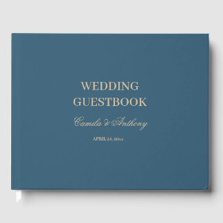 Navy Gold Florale Boho-Hochzeit Gästebuch