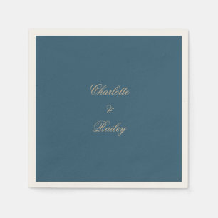 Navy Gold Florale Boho-Hochzeit Serviette