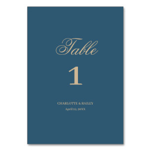 Navy Gold Florale Boho-Hochzeit Tischnummer
