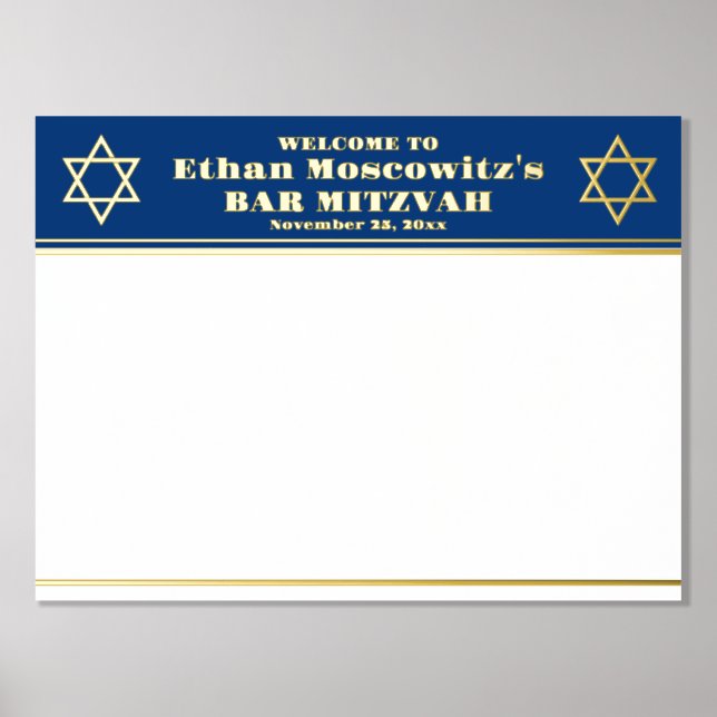 Navy, Gold FOIL Bar Mitzvah Sign-In Poster (Vorderseite)