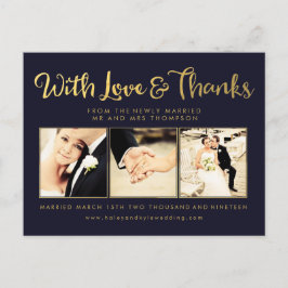 Navy Gold Foil Vielen Dank Script Typografy Foto Postkarte
