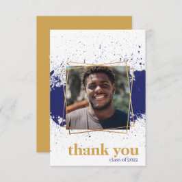 Navy & Gold Funky Platscher Abschluss Danke Karte