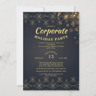 Navy Gold Geometric Corporate Holiday Party Einladung