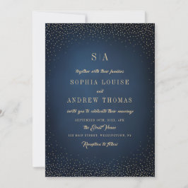 Navy & Gold Glitzer Ausgereifte Monogramm Hochzeit Einladung