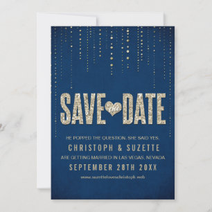 Navy & Gold Glitzer Look Speichern Sie die Daten Save The Date