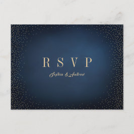 Navy & Gold Glitzer Simple Wedding RSVP Einladungspostkarte