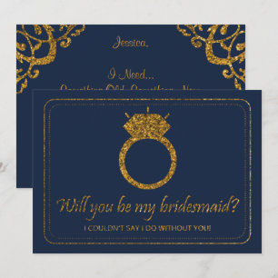 Navy & Gold Glitzer   Werden Sie meine Bridesmaid  Einladung