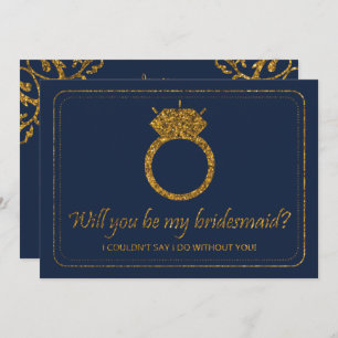Navy & Gold Glitzer  Werden Sie meine Bridesmaid s Einladung