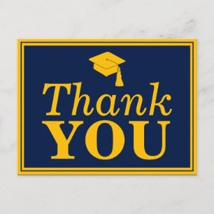 Navy Gold Grad Cap Vielen Dank Postkarte
