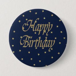 Navy Gold Happy Birthday Button