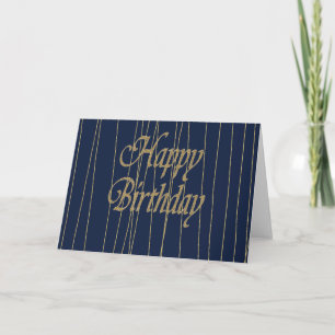 Navy Gold Happy Birthday Karte