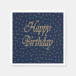 Navy Gold Happy Birthday Serviette
