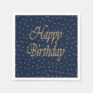 Navy Gold Happy Birthday Serviette