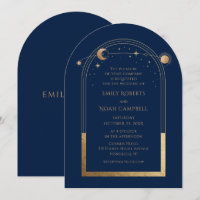 Navy Gold Himmels-Sonne-Mond-Sterne Hochzeit