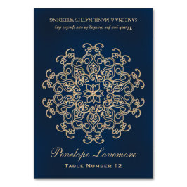 Navy Gold Indian Style DIY Zelt Platzkarte Tischnummer