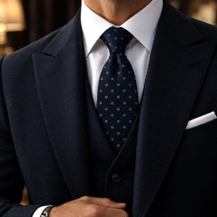 Navy Gold Klassiker mit Polka-Punkten Krawatte