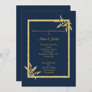 NAVY GOLD LEAF ELEGANT WEDD EINLADUNG