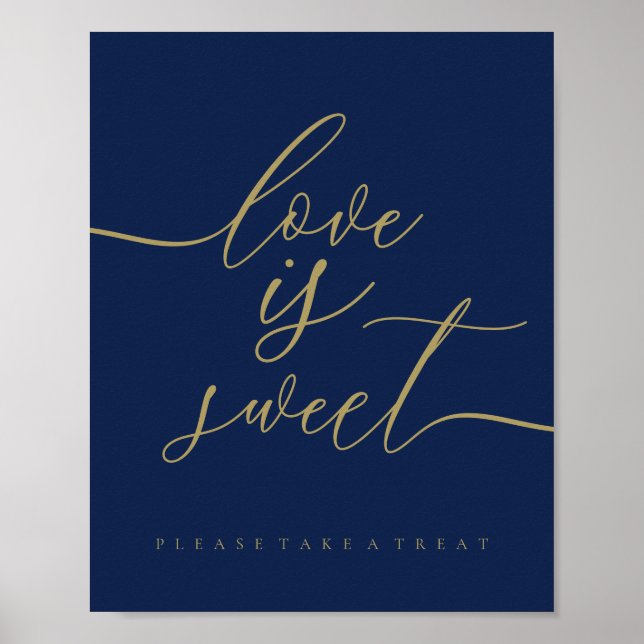 Navy Gold Liebe ist süß Poster (Vorne)