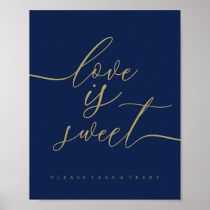 Navy Gold Liebe ist süß Poster
