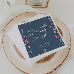 Navy Gold Liebe Lachen und ein glückliches Leben Serviette