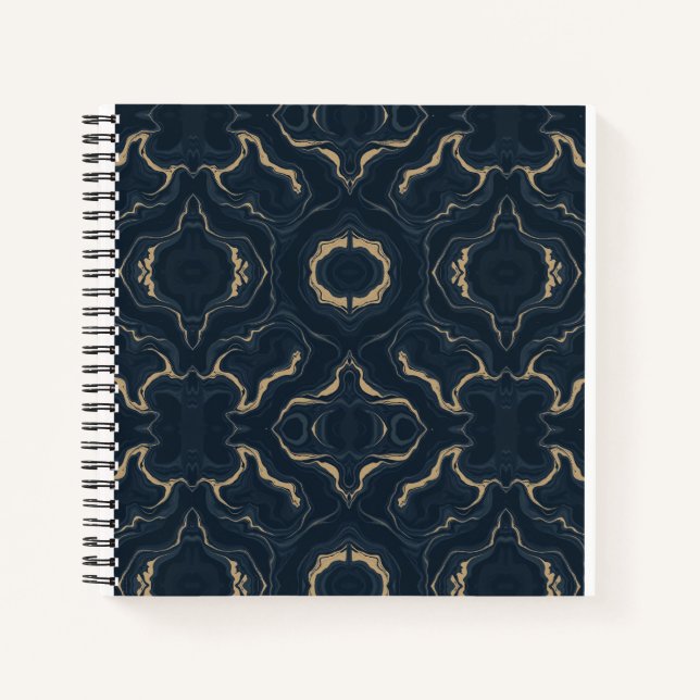 Navy Gold Marmor Abstrakt Luxus Notizbuch (Vorderseite)