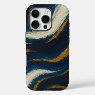 Navy Gold Marmor Wellen Handyhülle iPhone 16 Pro Hülle