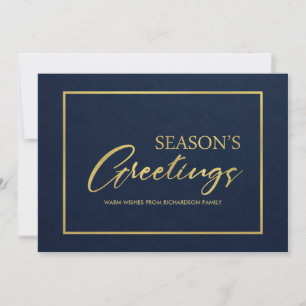 NAVY GOLD MINIMAL KALLIGRAPHIE FROHE FESTTAGE FEIERTAGSKARTE