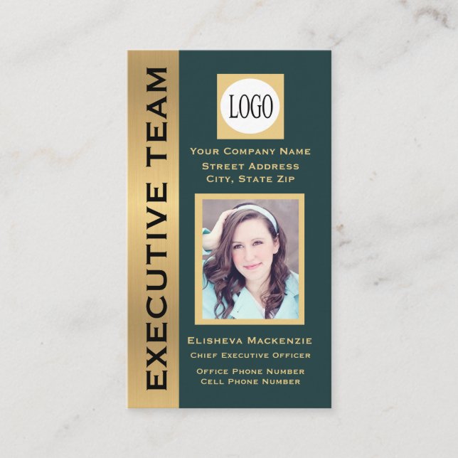 Navy Gold Modern Custom Führungskraft Business Car Visitenkarte (Vorderseite)