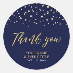 Navy & Gold Moderne Geburtstagsgeschenk Danke Runder Aufkleber