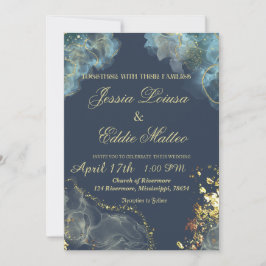 Navy Gold Moderner Glitzer Einladung