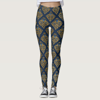NAVY GOLD Muster Leggings Aktivbekleidung