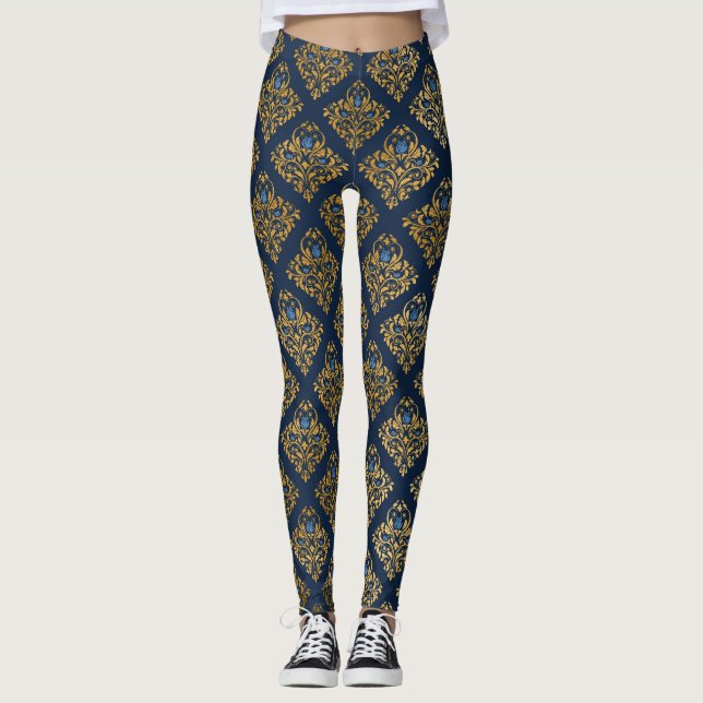 NAVY GOLD Muster Leggings Aktivbekleidung (Vorderseite)