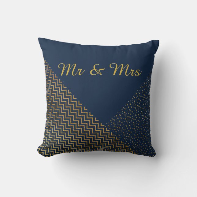 Navy Gold Muster Monogram CUSHION RING PILLOW Kissen (Vorderseite)