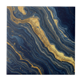 Navy & Gold Naturmarmor – Luxus Keramikfliese