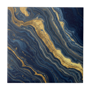 Navy & Gold Naturmarmor – Luxus Keramikfliese
